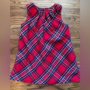 H&M Red Plaid Holiday Tank Dress with Bow  Size 18-24 Months